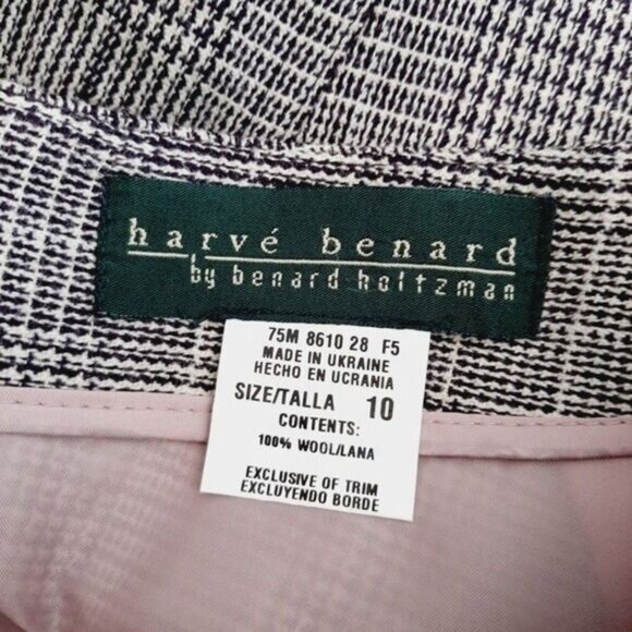 HARVE BENARD 100% Wool Glen Check Plaid Midi Skirt Sz 10 - Picture 10 of 10